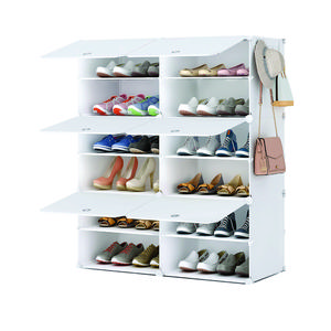 Shoe Racks Organizers Shelves, Floor-Standing, Wall Hanging, Sturdy and extendable. Easy DIY Assembly, for Door Entrance, Closet, and Workplace (2x6Grid)