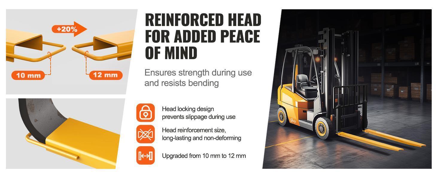 VEVOR Pallet Fork Extensions, TikTokShopBlackFriday, Max, 96" Length 6.5" Width, Heavy Duty Carbon Steel Fork Extensions for Forklifts, 1 Pair Forklift Extensions, Industrial Forklift Fork Attachments for Forklift Truck