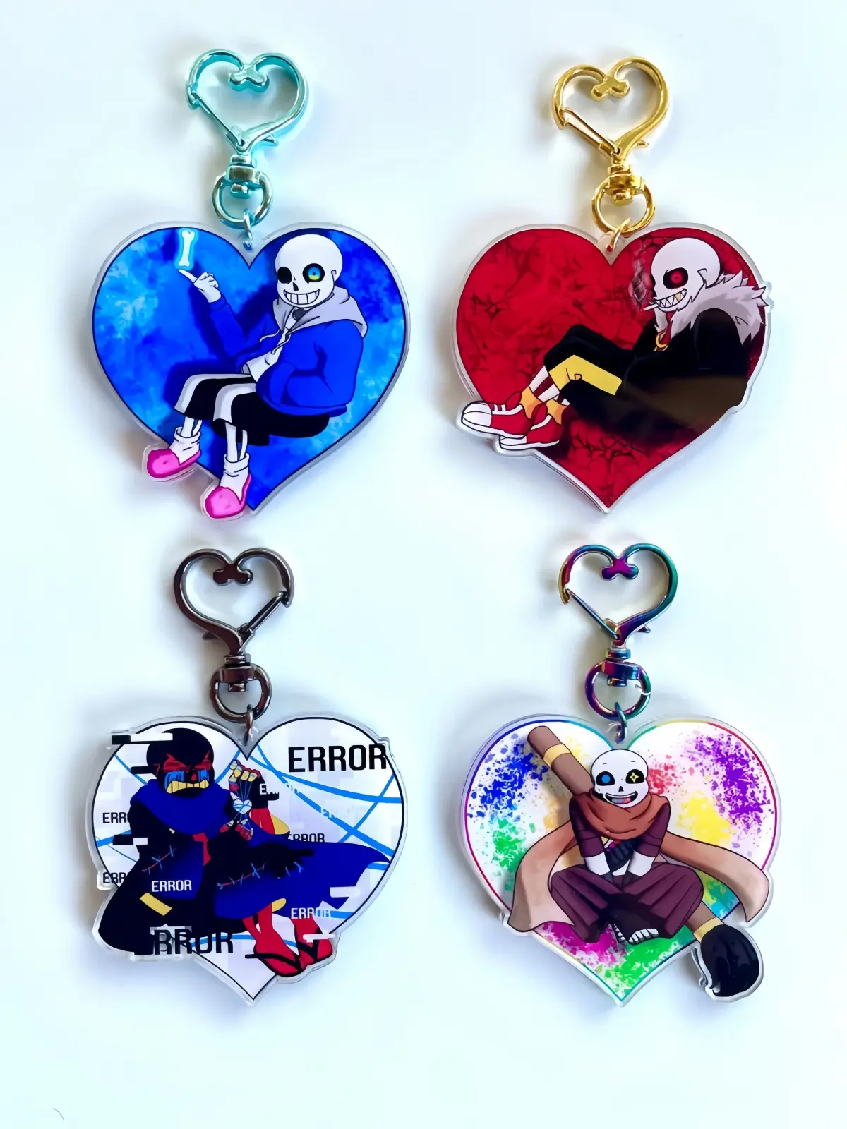 Undertale AU Acrylic Keychain Heart Sans, Error Sans, Ink Sans, Fell Sans Bag Charm, Gift for Fans