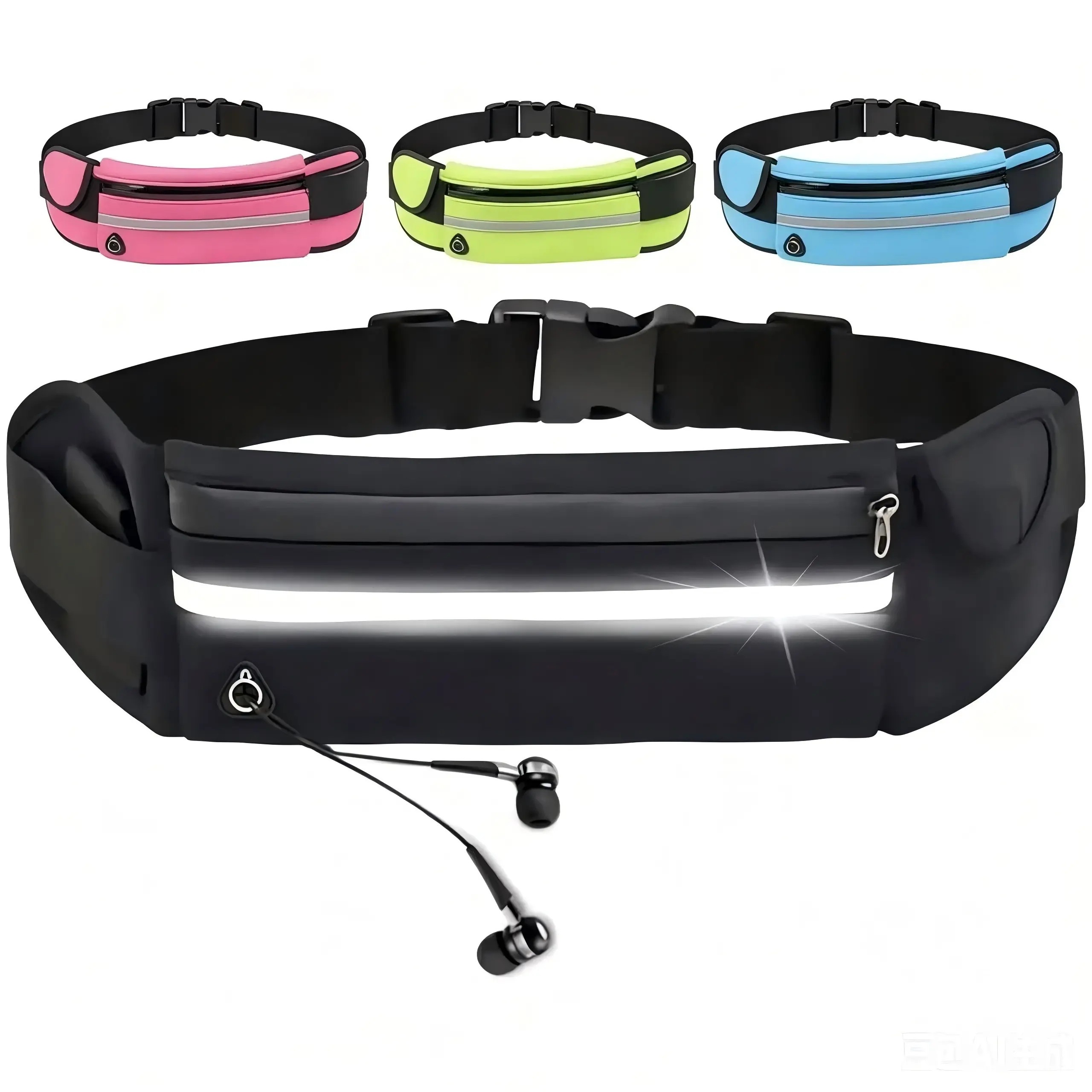 Running Belts Bag for Women Waterproof Fanny Pack Running Waist Pouch Phone holder Adjustable Sports Money Belt with Headphone Port, Fits waist sizes from 27" to 48" Fits Men and Women