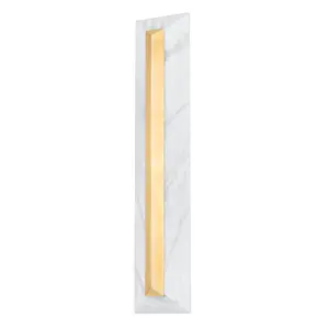 Large Perth Sconce - Art Deco Design with Alabaster Shade and Vintage Brass Accents