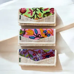 Handmade Wallet - Embroidered Women's Hemp Wallet