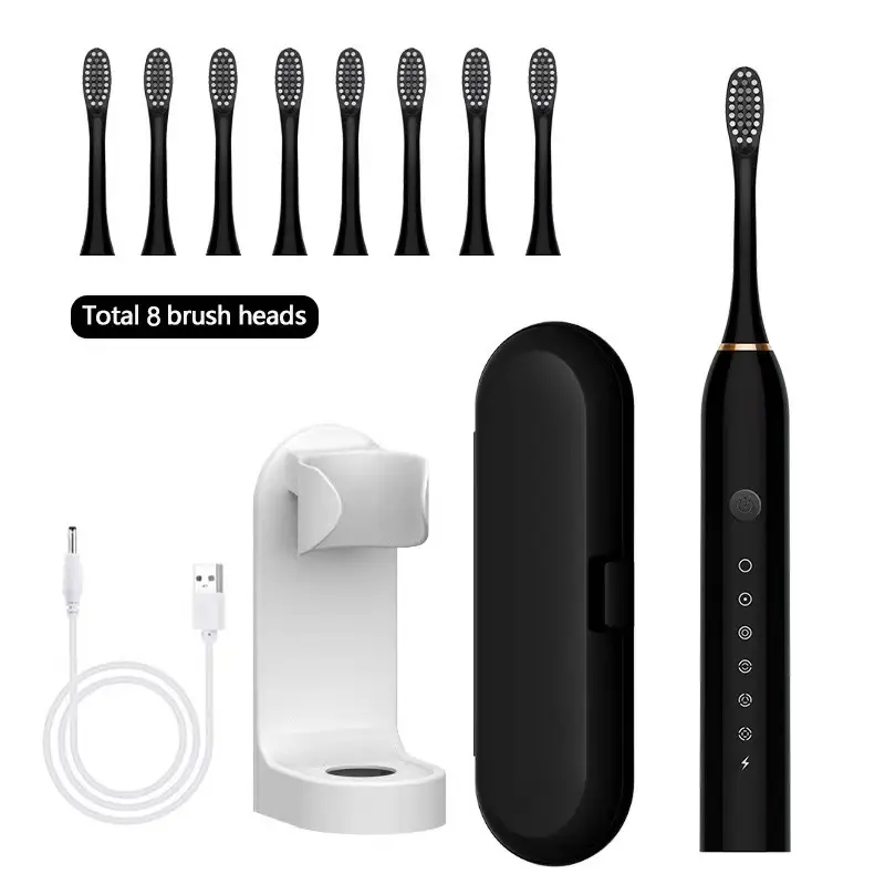 Electric Toothbrush for Adults - Rechargeable Electric Toothbrushes with 8 Brush Heads & Holder, Travel Case, Power Electric Toothbrush with Holder，3 Hours Charge for 120 Days