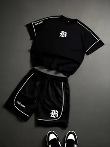Gen Z Y2K Sportswear Co-Ord Set, Oversized Relaxed Fit, Lightweight Breathable Fabric, Gothic Monogram & Contrast Stripe, Wear It Multiple Ways, Your Go-To for Gym, Dates, Summer Hangouts & Everyday Fits