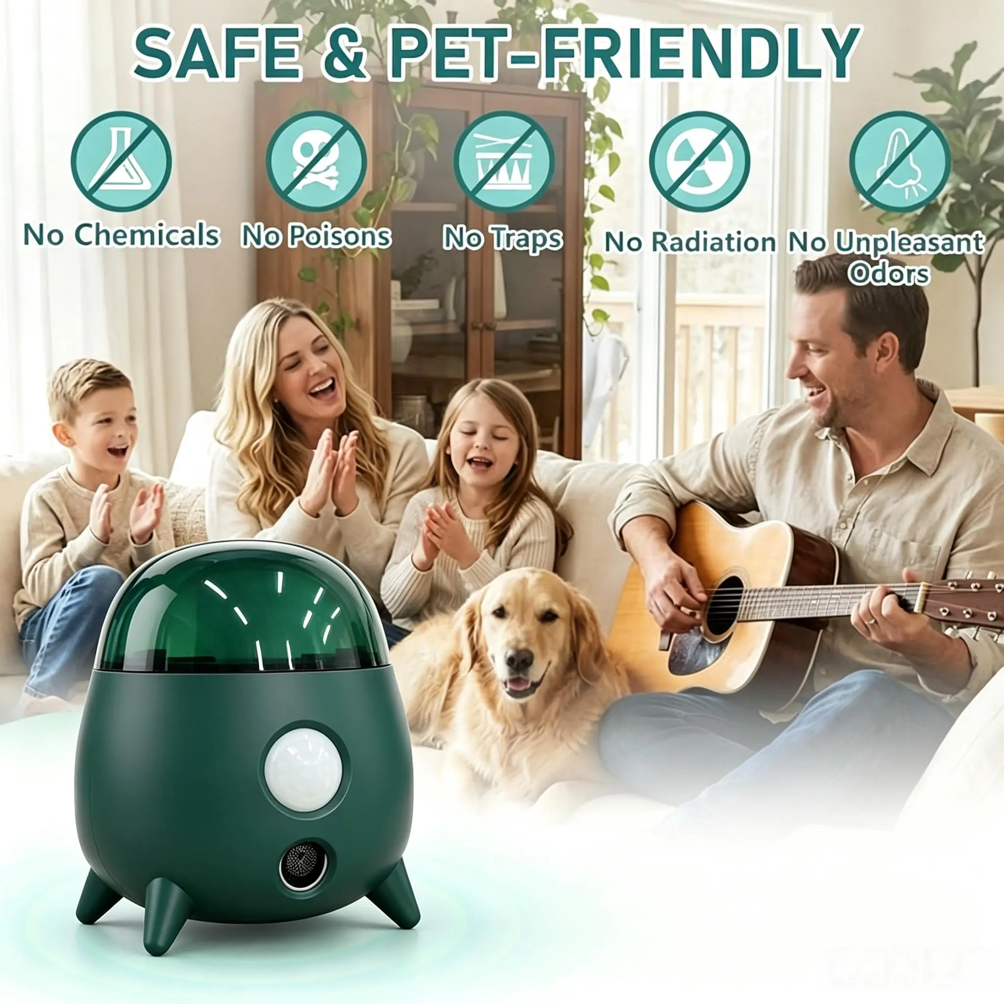 2026 New 360° Ultrasonic Mouse Repeller, Indoor Electronic Rodent Deterrent with PIR Sensor & LED Strobe Lights, Safe Pest Repellent for Mice Rats Squirrels Indoor Household Use outdoor natural plant-based