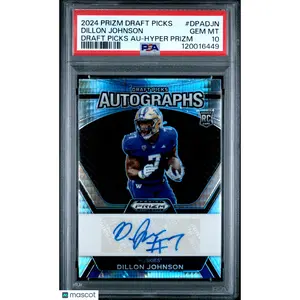 2024 Panini Prizm Draft Picks Draft Picks Autographs Dillon Johnson Hyper #DPADJN PSA 10
