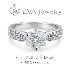[EVA Jewelry] Wedding Engagement Ring 925 Sterling Silver Synethic Moissanite Ring