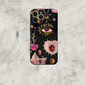 A Black Big Eye Heart Pattern Phone Case, TPU Shockproof Full Coverage Precision Hole Protective Case, Suitable for iPhone 17/16/15/14/13/12/11 PRO PROMAX PLUS AIR E XS XSMAX, Ideal Gift for Friends and Family, YT255