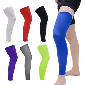 High Elasticity Long Compression Leg Sleeve Anti-UV Cooling Knee Calf Sleeves Breathable Sunscreen Leg Protectors for Men Women