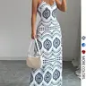 【Black Friday】Women's Elegant Fashion Spaghetti Strap Ethnic Print V-Neck Dress, Stylish Summer Feminine Wear, Perfect for Parties & Daily Wear, Boho Style Dresses