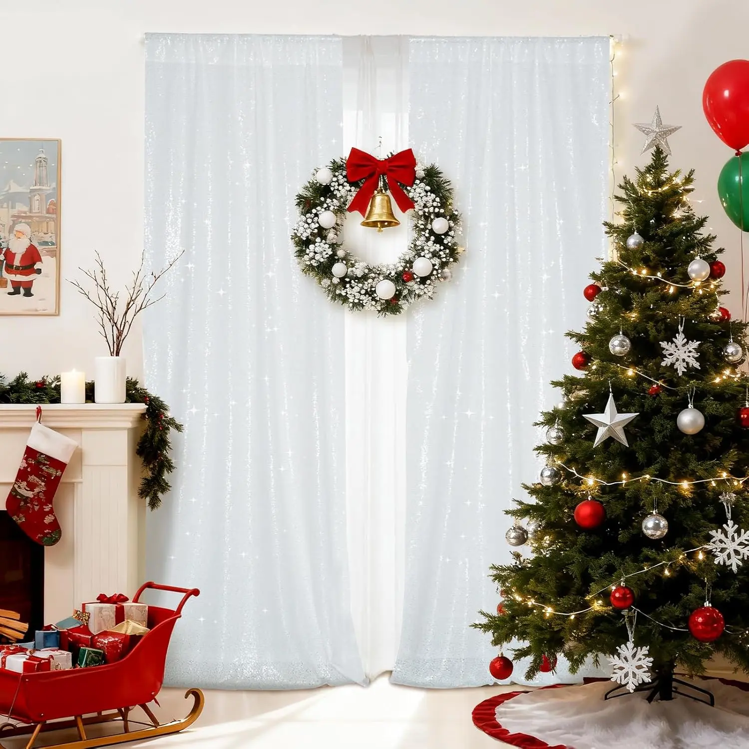 Elegant Summer vibes 10x10ft Ivory Sequin Backdrop Curtains Glitter Photo Booth Backdrops Sparkly Photography Background Drapes for Parties Wedding Bridal Showers Birthday Photo Gender Reveal Photography Background Decoration