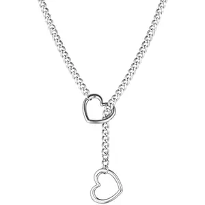 Unisex Slip Chain with Heart Shape O-Ring, Punk Style Necklace, Adjustable Chain for Women & Men A Perfect Gift for Couples, Besties, Girlfriends, Wives, Suitable for Thanksgiving, Independence Day, Halloween, Black Friday, Christmas, and New Year K213