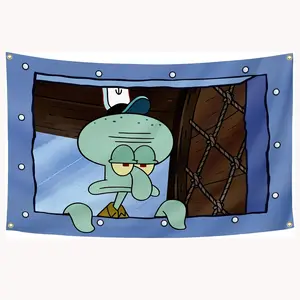 cxfwellOctopus Cartoon Flag 3x5Feet Funny Meme Banner Wall Hanging Tapestries for College Dorm Room Decoration