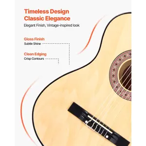 VEVOR Classical Guitar, 38 Inch, Wood Classical Guitar Starter Kit for Beginners, with Nylon Strings, Gig Bag, Strap, Tuner, Extra Strings, Pick, Capo, Basswood, for Teenagers Adults Students, Natural