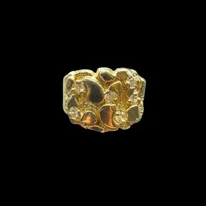 14K NUGGET RING WITH ZIRCONS