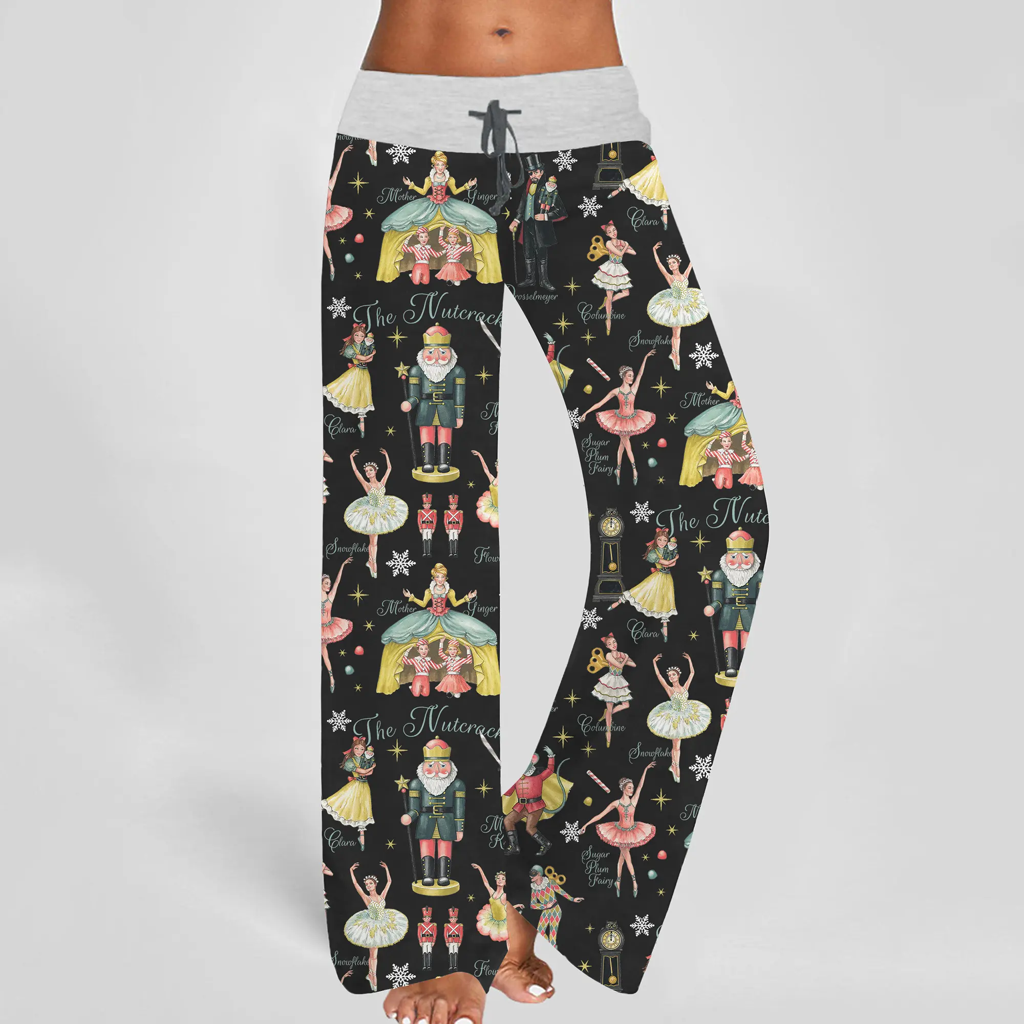 SHESHOW Nutcracker Ballet Christmas Contrast Wide Leg Pants For Women