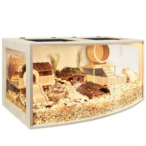 PROLEE Curved Window Hamster Cage Chewproof, 40"L x 20.5"W x 20"H Inches, 800 sq.in Large Hamster Cages and Habitats, Openable Top with Curved Design Solid Built, Access for Hamster Gerbil Mouse