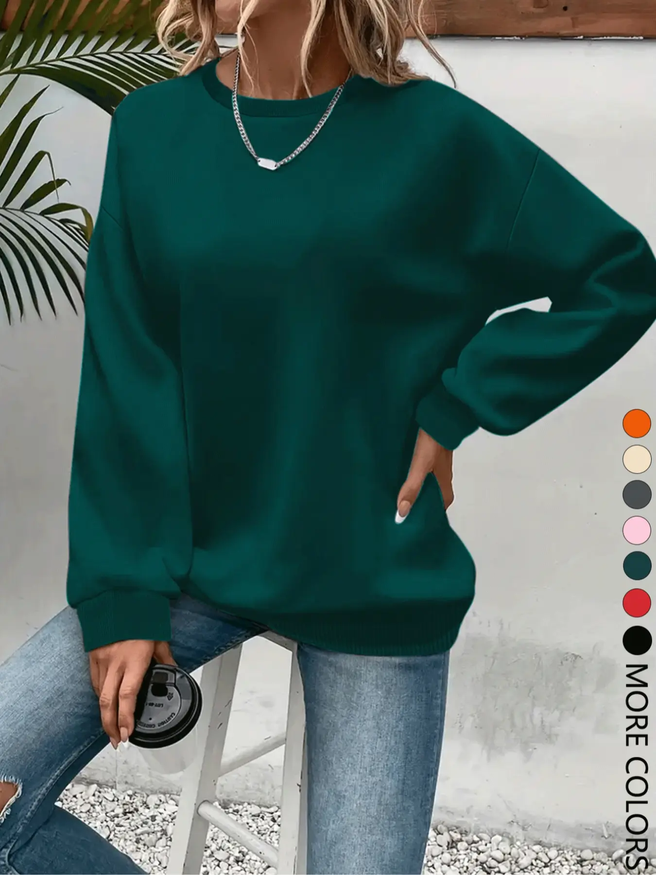 New Basic Casual Chic Long Sleeve Round Neck Knit Pullover Sweatshirt for Women, Fitted Style, Fall & Winter Fashion, Multiple Colors Available