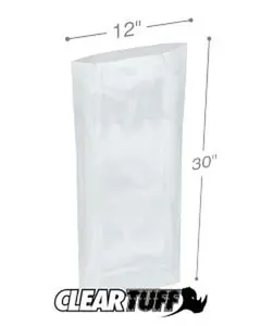 International Plastics PB21230 12 x 30 in. Clear Poly Bags, 0.002 Gauge - Case of 1000