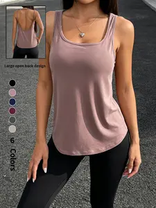 Women's U-Back Sports Vest, Ultra-Thin Modal Fabric, Loose Fit Design, Breathable Sleeveless Top for Summer Fitness & Gym Wear