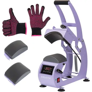 Heat Press, Precise Temp/Timer Control, 6.54"x3.84"Curved Heat Plate, 2 Hat Pad, Hat Stretcher, Safety Base, Glove, Hat Press Heat Machine for Caps, Sublimation, Vinyl, Heat Transfer