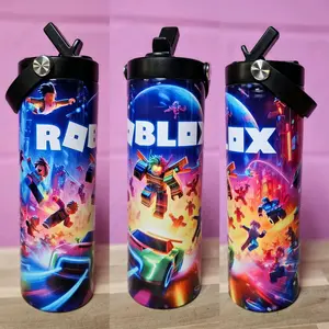 Bright Gamer 20oz Water Bottle with Gamer Design and Straw Lid for Gamers