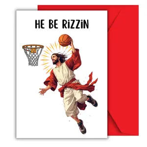 Funny Easter Card for friend, He be Rizzin, Easter Gift, Easter Greeting Card, Easter Card for Teen Boy, Kids , Teacher, Bestie, Teen Easter Basket Stuffer, for Boyfriend , Girlfriend, Wife Husband, Easter Decor, Gag Gift, Joke, Basketball Gift