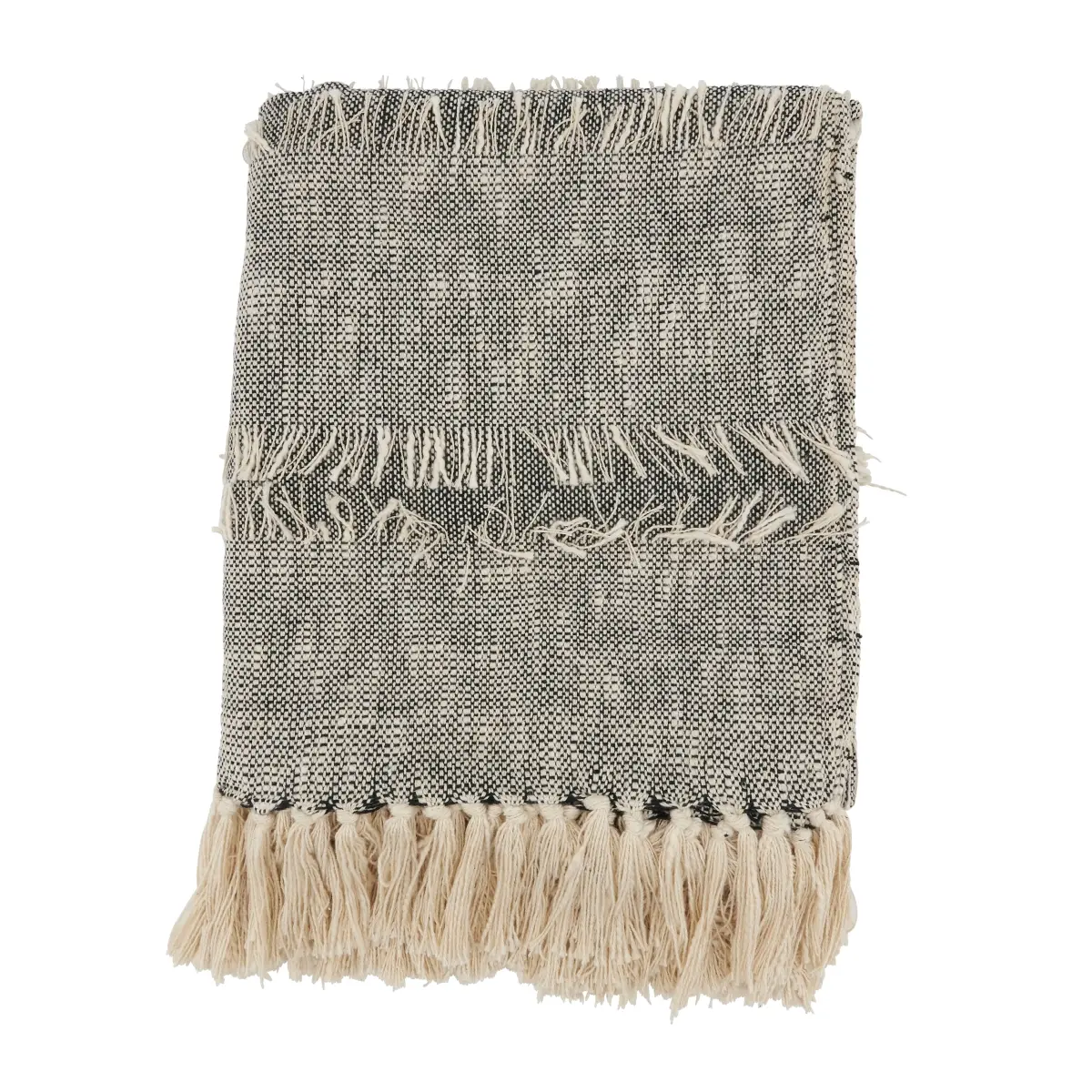 Saro Lifestyle 100% Cotton Oblong Shape Throw Blanket - TH172.GY5060B, 50x60 in., Grey Fringe Striped, Machine Washable Couch Throw for Home Décor Enthusiasts (Cozy Look)