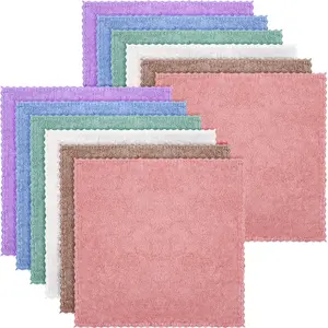 12-Pack Reusable Makeup Remover Cloths, 10x10 Inch Coral Velvet Microfiber Face Towels, Gentle Exfoliating for Dry Skin, 6 Colors