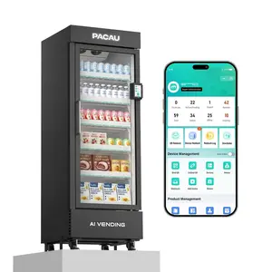 Pacau Smart Vending Machine for Sale, Commercial Snack and Drink Combo Vending Machine, Refrigerated Automatic Vending Machine with Credit Card & NFC Payment for Office, Apartment, Gym