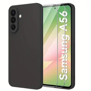 3 PCS [1 Phone Case with 2X Clear Screen Protectors] Liquid Silicone Case for Samsung Galaxy A56 A26 A36 A16 A55 A35 A15 A54 A14Case and 2 Pack Screen Protector, [Camera Protection] Silky-soft touch Full-Body Phone Case Galaxy A56 Cover with Microfiber