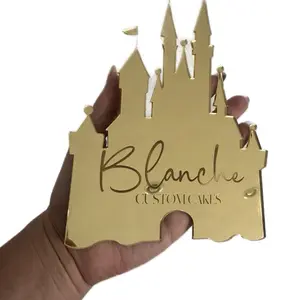 Acrylic Castle Caketopper with Engrave Msg - Customizable Cake Decoration for Special Occasions