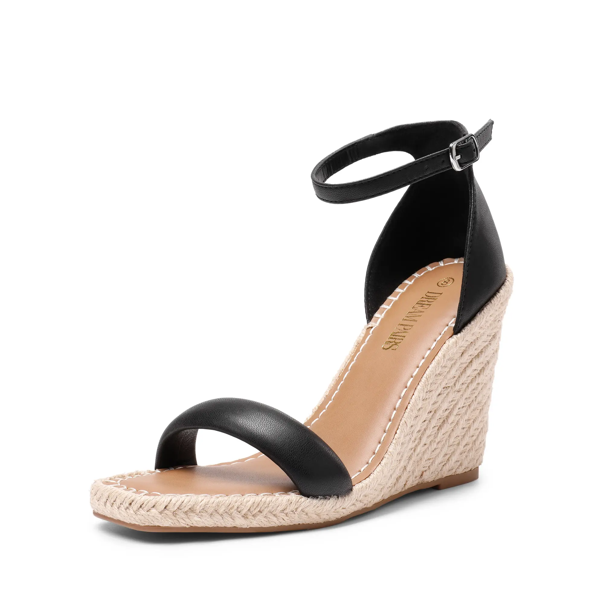 Dream Pairs Women's Classy Espadrille Wedge Sandals, Square Toe Platform with Puffy Strap, Comfortable High Heels, Summer Statement Shoes, Stylish, Comfortable Heels, Resort Wear, Secure Buckle Fit, Elegant