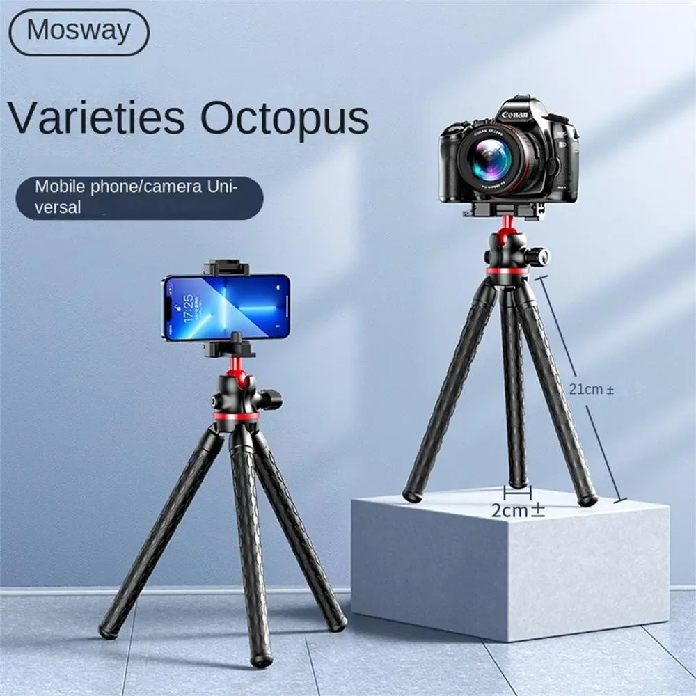 2 in 1 Flexible Octopus Tripod with Phone Holder, Side Cold Shoe and 1/4 Inch Screw Hole, Universal Stand for Smartphones & Dslr Cameras