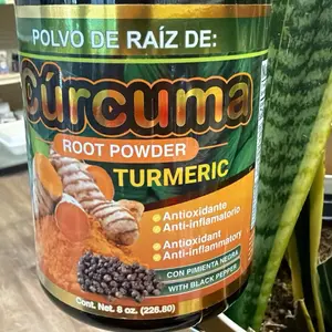 Cúrcuma en polvo Powder 8 oz Natural Supplement with Black Pepper Antioxidant Anti-inflammatory Propertiese