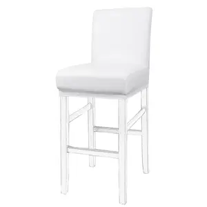 PiccoCasa Waterproof Bar Stool Covers, Faux Leather Pub Counter Height Side Chair Covers with Elastic Band White 1Pcs