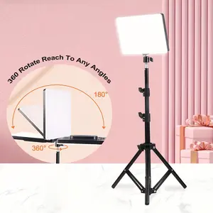 10" LED Flat Panel Portable Light with 43" Adjustable Tripod Stand, USB Powered, Dimmable 3CCT + 10 Brightness for Small Business Use
