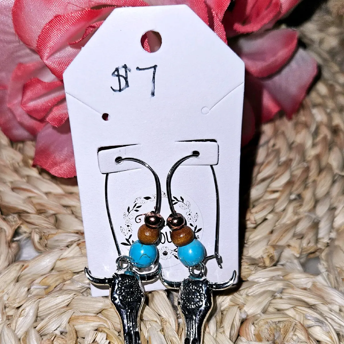 Teal Cowhead Earrings