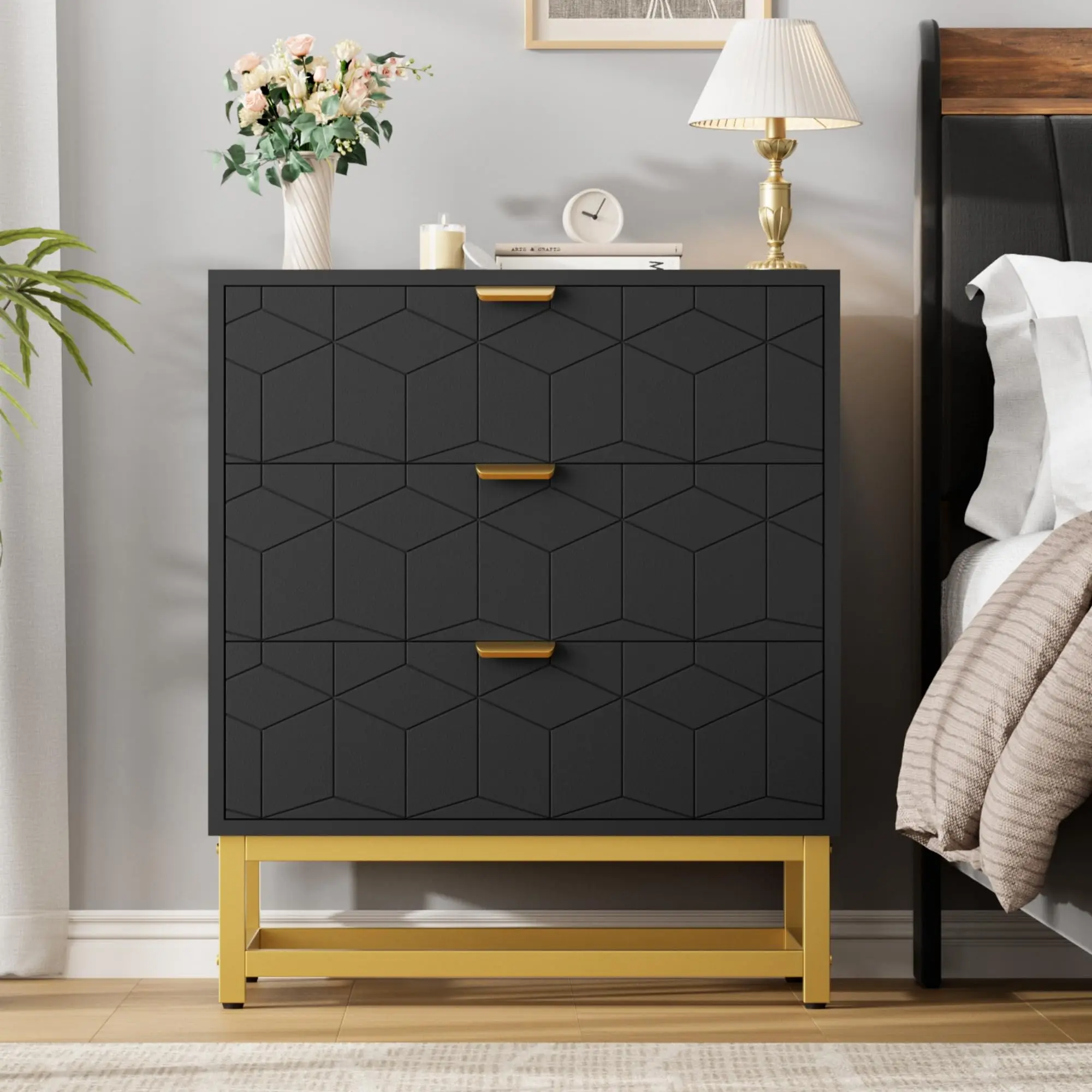 Garvee Black Dresser for Bedroom, 3 Drawer Dresser with Metal Legs, Wood Dressers Chest Organizer with Wide Storage, Modern Chest of Drawers for Bedroom, Living Room, Hallway - TikTok Shop Garvee Black Dresser for Bedroom, 3 Drawer Dresser with Metal Legs, Wood Dressers Chest Organizer with Wide Storage, Modern Chest of Drawers for Bedroom, Living Room, Hallway - TikTok Shop