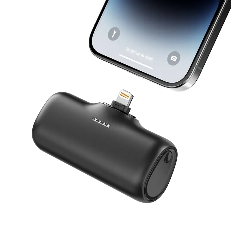 Small Portable Charger with Built-in USB Connector, 5000mAh Ultra-Compact Power Bank Mini External Battery Pack for iPhone 14/Pro/Pro Max/13/12/11/XR/