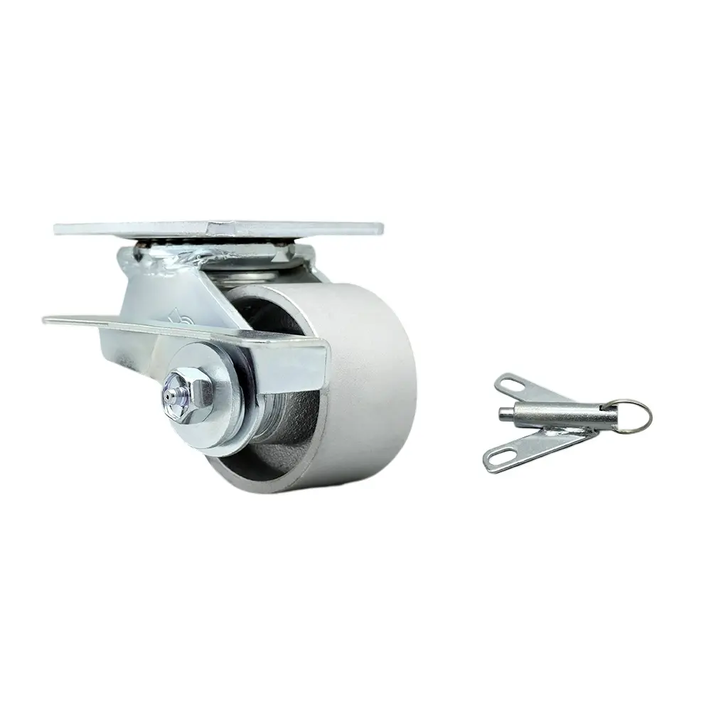 Service Caster SCC-30CS3420-SSBZ-SLB-BSL Heavy Load Swivel Type Plate Mount Castors, Side Lock Brake, Bolt-On Lock, 3.25 in. Semi Steel Cast Iron Wheel with Machined Hub Double Ball Bearing - 700 lbs Capacity for Dollies, Carts