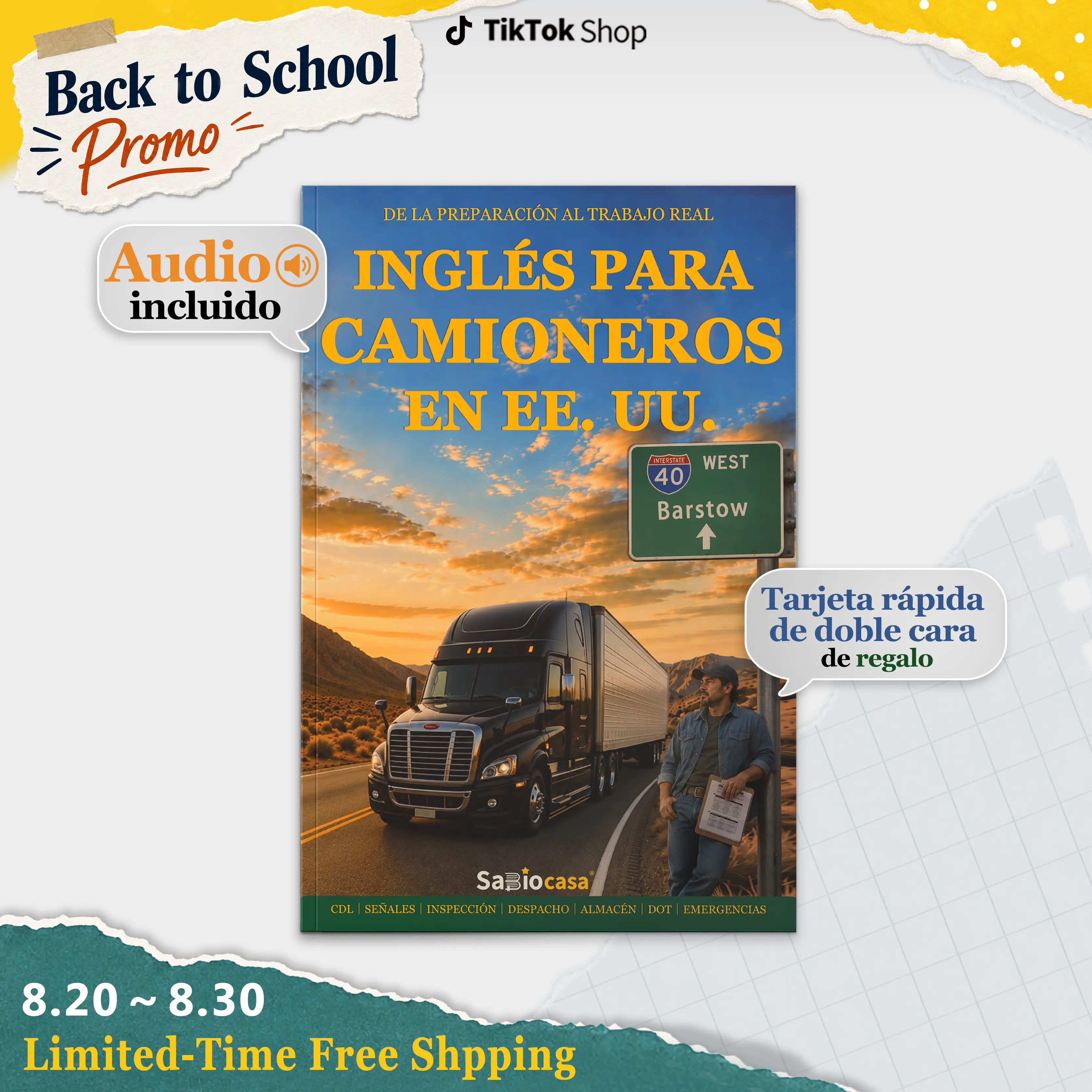 2026 Edition | INGLÉS PARA CAMIONEROS EN EE. UU. | QR Code Audio + Translation + Exercises + Quick Reference Guide + Pronunciation | A Great Gift for Husbands and Dads