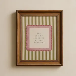 You Are My Sunshine Nursery Wall Art, Neutral Striped Girls Room Decor Print, Cottagecore Kids Room Decor