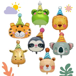 Animal Aluminum Film Balloon Sloth Lion Bear Giraffe Tiger Elephant Frog Balloon Zoo Theme Birthday, Shower, Holiday Decoration
