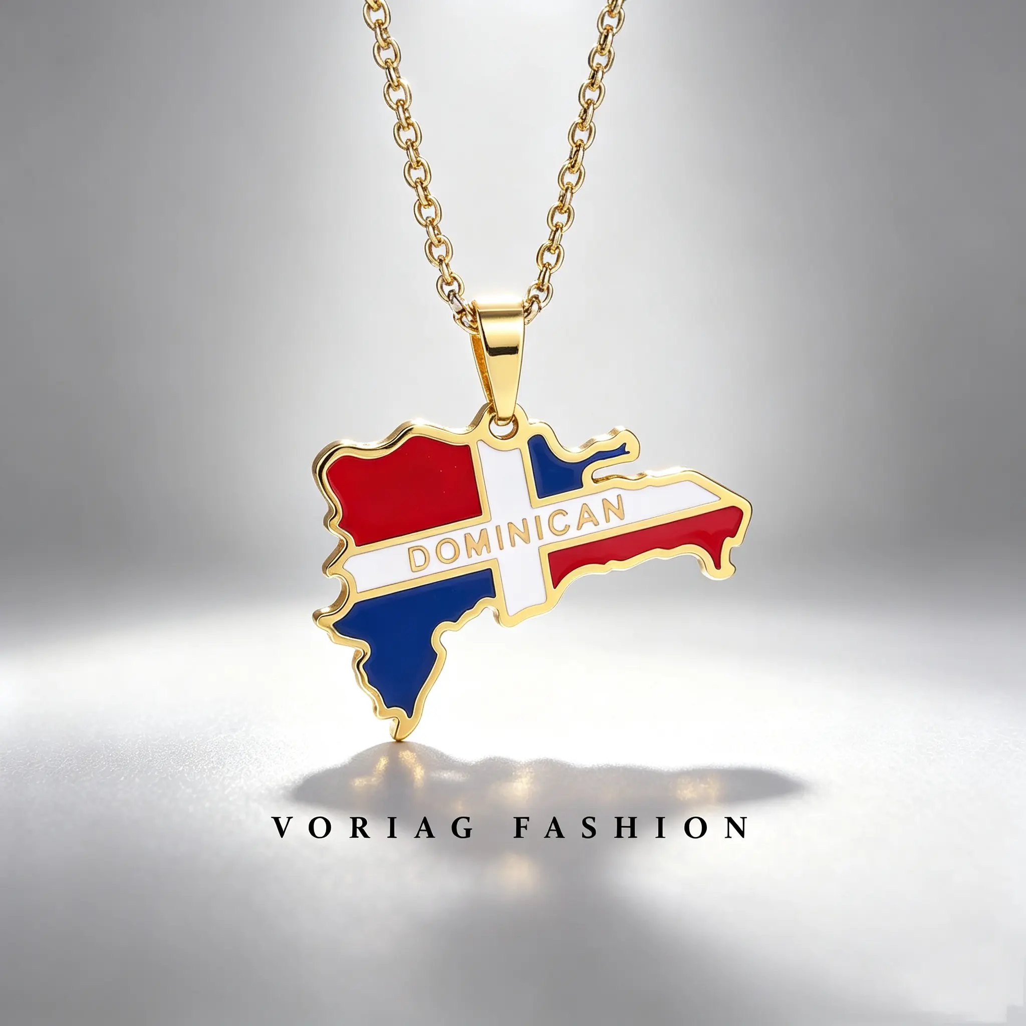 Dominican Republic pendant necklace, unisex stainless steel, versatile everyday jewelry, perfect for couples, a great gift.