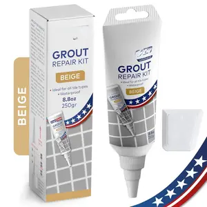 Tile Grout Repair, Beige 8.8 oz/250gr.  Drying Grout Repair Kit, Grout Filler Tube Repair Kit, Tile Grout , Grout Sealer Restore and Renew Bathroom Floor, Tile Gaps, Joints, Lines