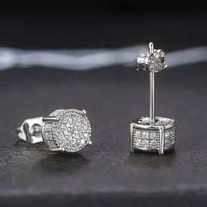 【Men's Jewelry】A Pair of Sparkling Round Stud Earrings,Unisex, Perfect for Daily Wear and Parties