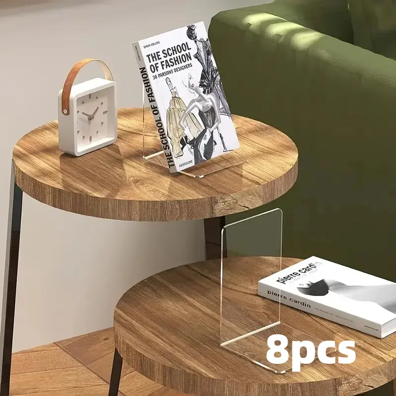 8pcs Clear Acrylic L-Shaped Bookends | Durable & Stylish Book Holders for Office, Library, Bedroom Display | Modern Bookends for Organizing Books and Decorative Items
