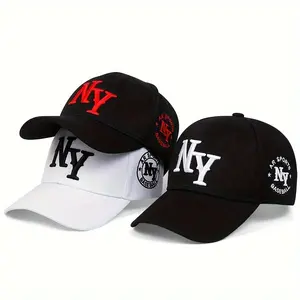 NY Embroidered 1pc Men's Baseball Cap - Adjustable Outdoor Sun Cap for Travel, Seaside Vacation, Cycling