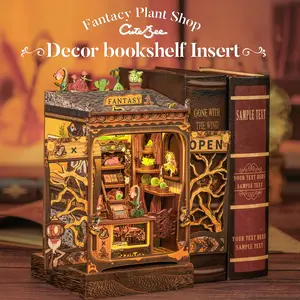 CUTEBEE DIY 3D Book Nook Kit Fantasy Plant Shop – Miniature Wooden Plant Shop Dollhouse with LED Light, Handmade Tiny House Decor | Holiday, Christmas and Black Friday Gift